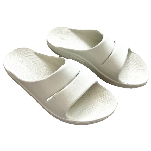 OOFOS OOahh UNISEX White Slide Sandals M10/W12 Recovery Comfy Casual - Picture 7 of 7